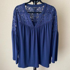 Lane Bryant, Size 22/24, Long Sleeve, Navy, Lace Top